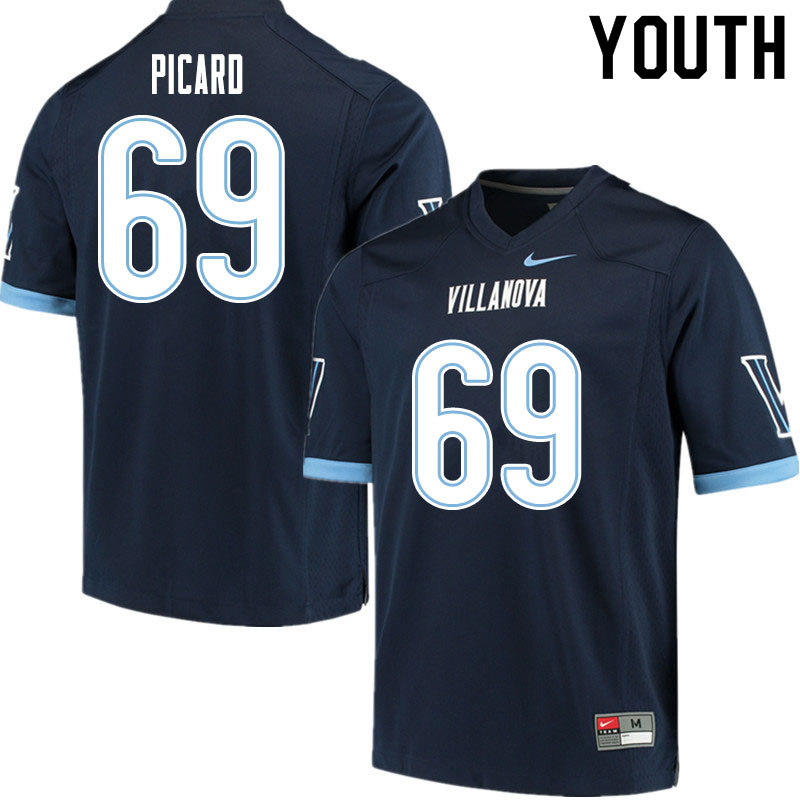 Youth #69 Jake Picard Villanova Wildcats College Football Jerseys Sale-Navy
